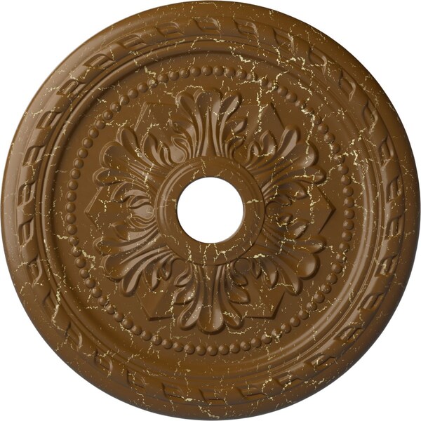 Ekena Millwork Palmetto Medallion (Canopies up to 3 5/8"), 23 5/8"OD x 3 5/8"ID x 1 5/8"P, Smokey Topaz Crackle CM23PMSTC - main
